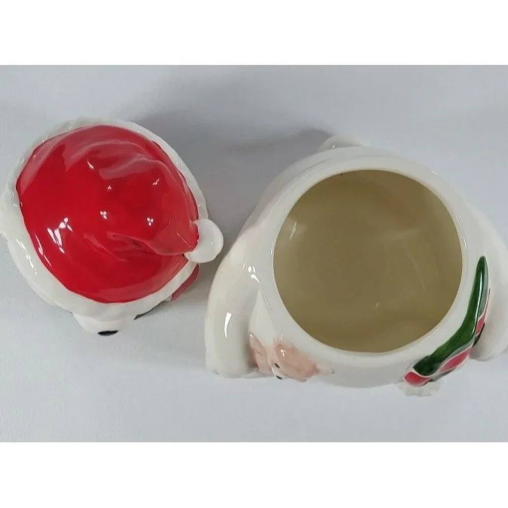 Vintage 1991 Homco Polar Bear Cookie Jar Christmas Ceramic Canister Teddy Bear